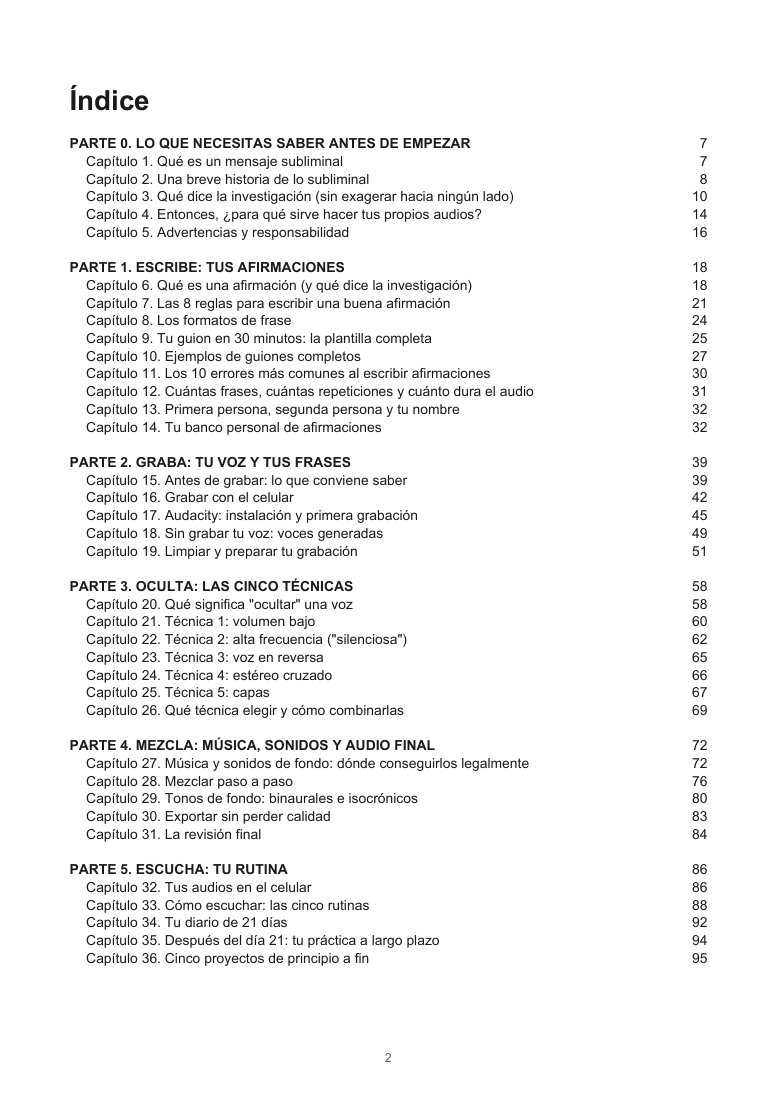 Índice del libro